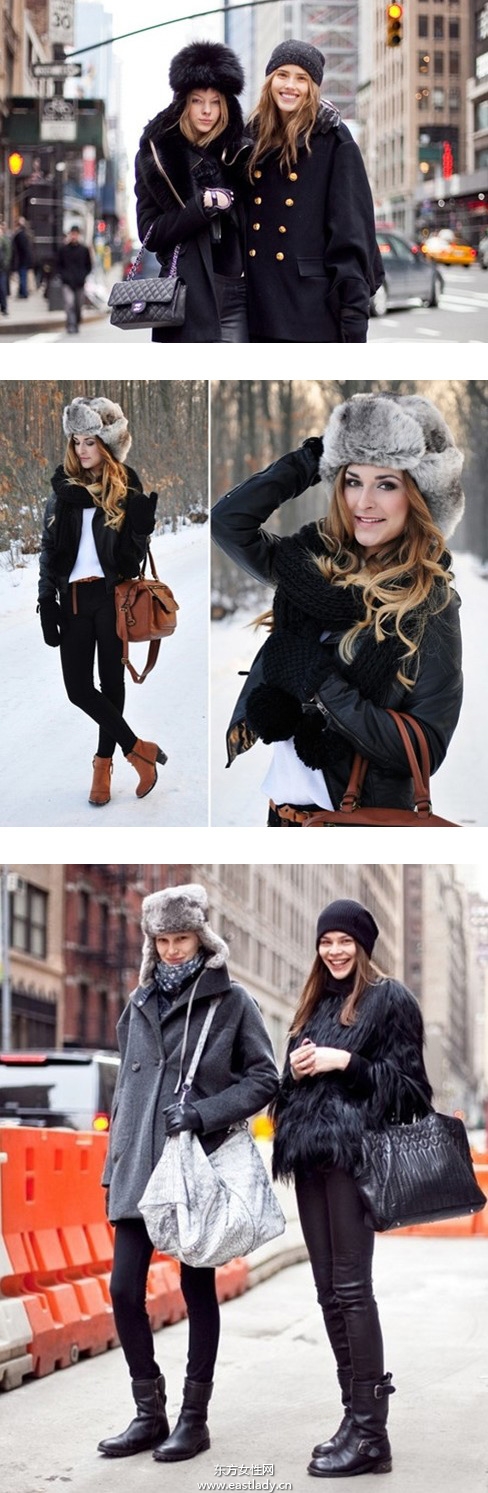 时尚皮草帽给冬日带来一丝暖意