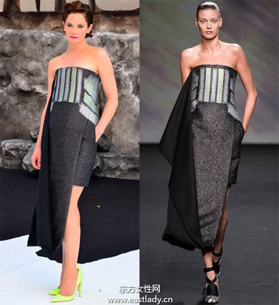 Ruth Wilson 身着Dior 2013系列炭灰色鸡尾酒礼服