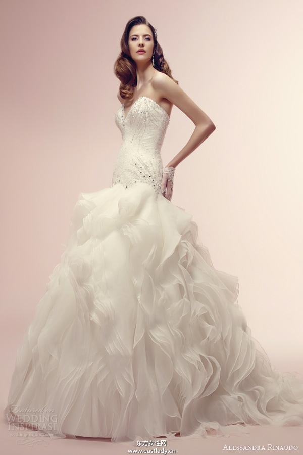 alessandra rinaudo 2014 bridal rhonda strapless wedding dress sweetheart bodice ruffle flange skirt