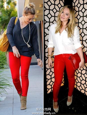 　Hilary Duff 红色仔裤