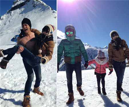 陆毅畅游新西兰 抱爱妻登雪山