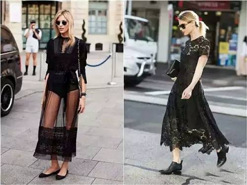 黑色系列夏日连衣裙 高贵酷酷的街拍范