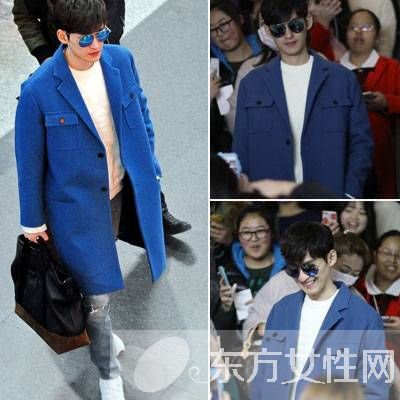 12月11日张翰身穿蓝色大衣现身机场