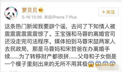 马蓉妈和宋喆爸办离婚只为分王宝强财产？这是个不聪明的做法