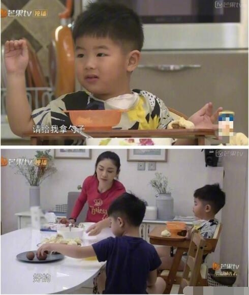小鱼儿吃饭暴躁要求拿勺子 胡可说3个字搞定儿子网友佩服不已  