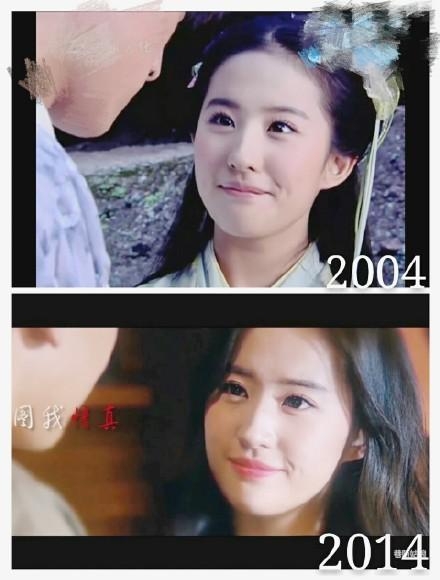刘亦菲11年前后对比照盛世美颜谁敢说她整容 杨幂baby略尴尬