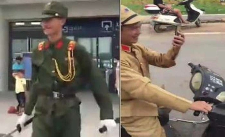 男子穿日本军服作秀